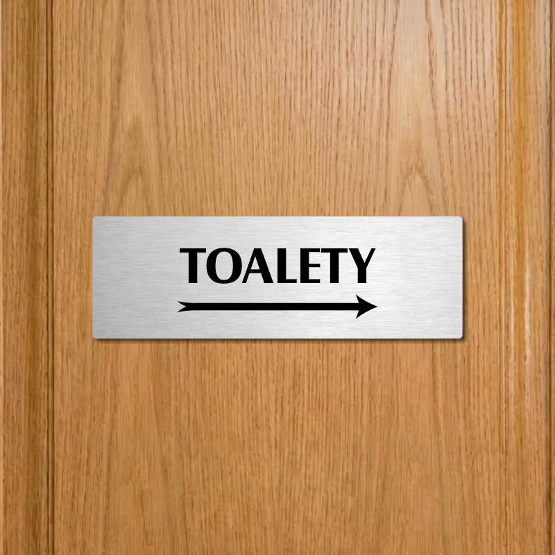 Toalety vpravo, 200x66mm, zlatá popiska 